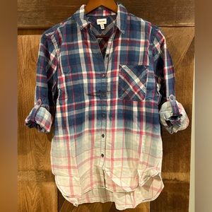 NWT Sneak Peek ombré flannel button down shirt